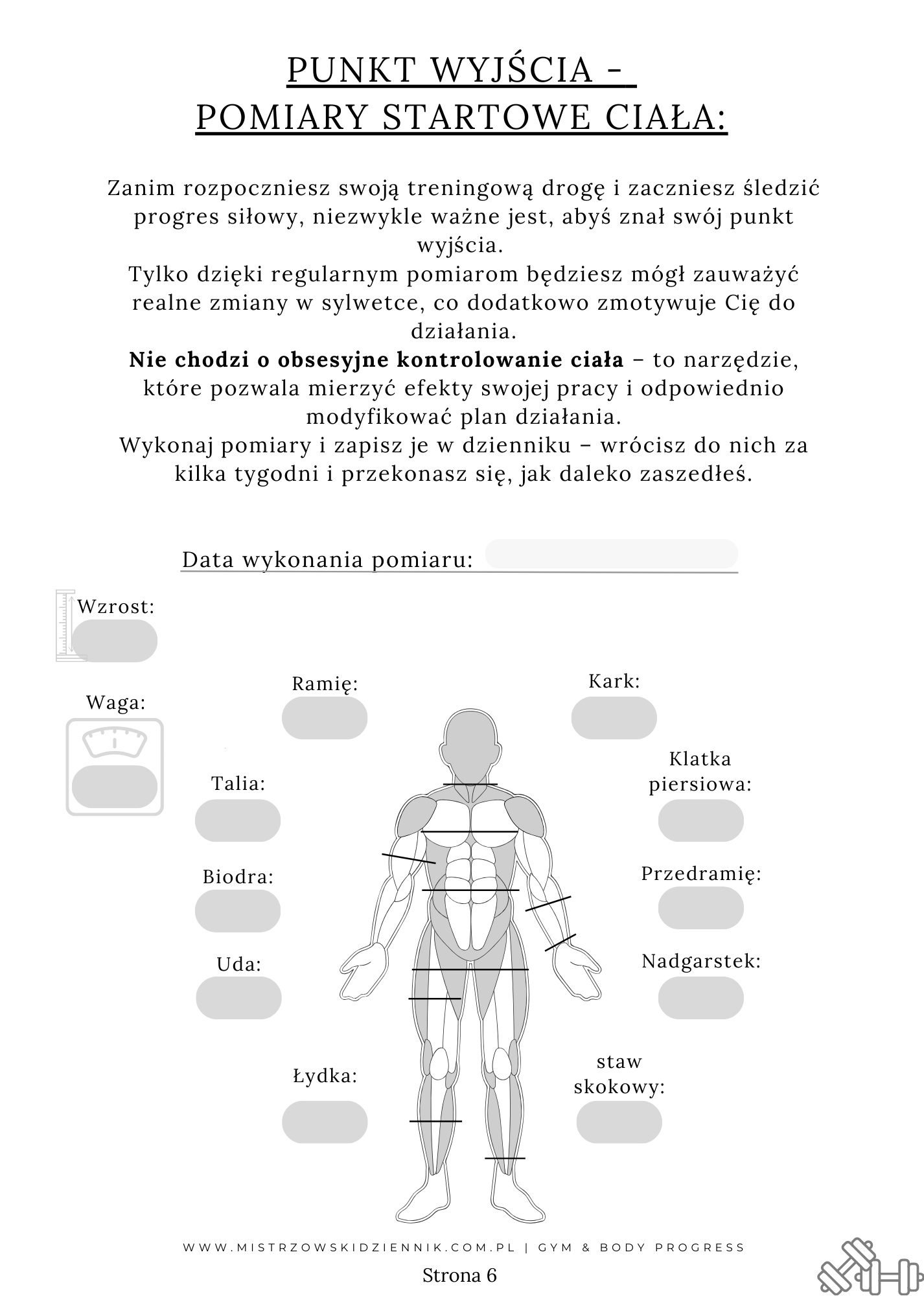 Planer Fitness Dziennik Siłowni_dane